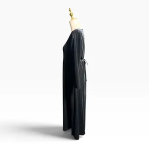 Vintage 90s CDC Caren Desiree Black Velvet Maxi Dress Tie Back Size 10 retro thumbnail 6