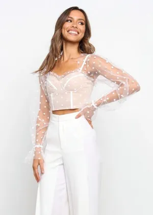 HELLO MOLLY Varinka Top In White Dot thumbnail 5