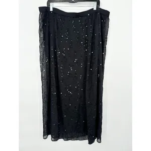 Soft Surroundings Black‎ Sequin Maxi Skirt Size 1X Flowy Party Witchy Whimsigoth thumbnail 4
