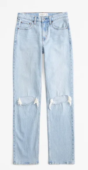 Abercrombie & Fitch 90s Straight Ultra High Rise Light Wash Jeans Size 25 / OX S thumbnail 1
