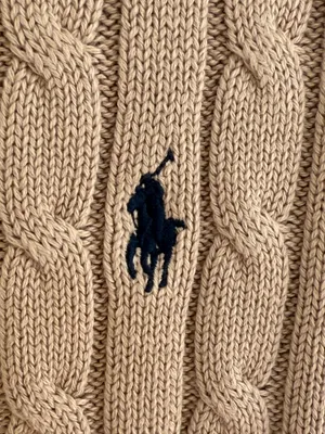 Polo Ralph Lauren Light Brown Cable Knit Short-Sleeve Crewneck Sweater Size M thumbnail 2