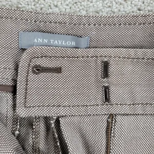 Ann Taylor Womens Dress Pants 12 Brown Textured Wide Leg Career Ankle Trouser thumbnail 3