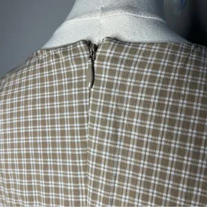 Abercrombie & Fitch Light Brown Check High Neck Drop Waist Sleeveless Midi Dress thumbnail 11