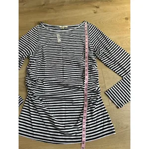 NWT Madewell Ruched Crewneck Long-Sleeve Tee in Soft Slub Jet black size M thumbnail 6