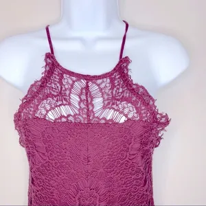 Free People She's Got It‎ Burgundy Lace Mini Dress Size XS thumbnail 10