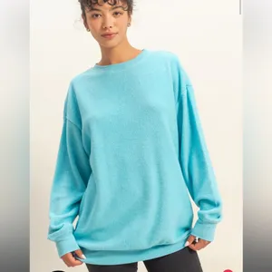 Double Zero Oversized Crewneck Casual Sweatshirt Sky Blue size Large thumbnail 2
