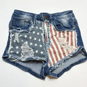 Machine Nouvelle Shorts Women's 26 Distressed High Waist USA Flag 4th of July thumbnail 1