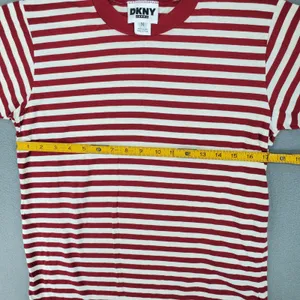 DKNY Jeans T-Shirt Women M Red White Striped Vintage 90s Made in USA Cotton Tee thumbnail 5