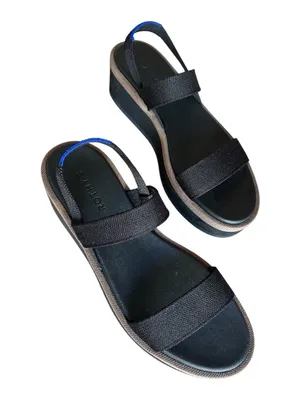 Rothy's The Lightweight Wedge Sandals, Black, Size 10.5, NWT No box thumbnail 1