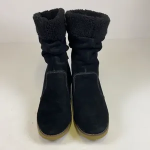 LANDS END Gray‎ Suede Sherpa Lined Boots Size 10D C1 thumbnail 4