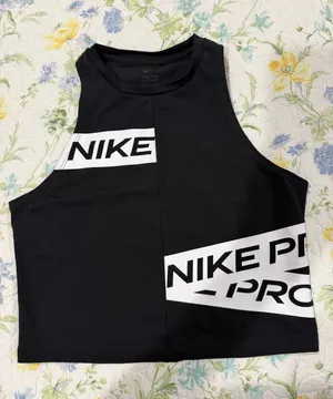 Nike Black Crop Tank with White Logo Panels thumbnail 1