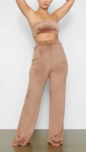 SKIMS Velour Wide Leg Pants Size Large L Color Beige thumbnail 1
