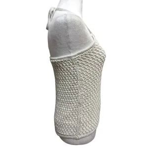 Garage Halter Top Cream Silver Metallic Crochet Open Knit Y2K Boho Festival M thumbnail 2