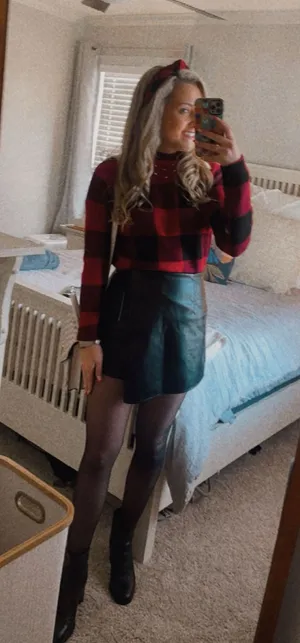 French Kiss Black leather skort thumbnail 1