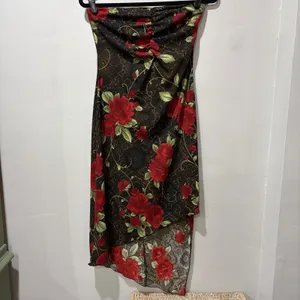 Vintage 90s Y2K Goth Fairy California Concepts dress asymmetrical Medium Floral‎ thumbnail 2