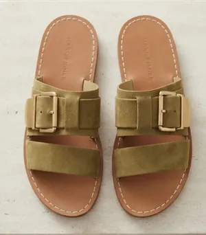 Marc Fisher Women's Double Buckle Slide Sandals Mustard Yellow NWT 7.5 thumbnail 1