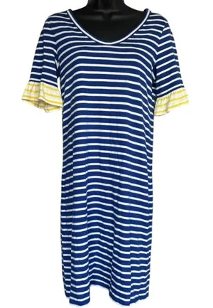 Boden Imogen Jersey Striped Dress Sz 2r‎ Navy Nautical Lagenlook Seersucker thumbnail 1