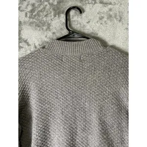 Anthropologie Cable Knit Mock Neck Balloon Sleeve Cropped Sweater Gray Size S thumbnail 4