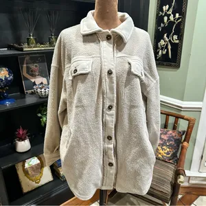 Free People Rugby Oversized Fleece Jacket – Size S thumbnail 2