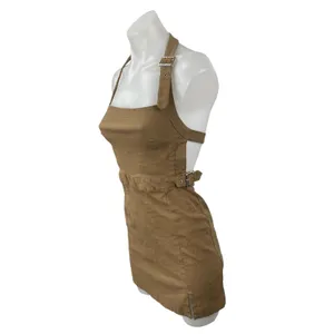 Zara Women's Tan Buckle Strap Halter Sleeveless Square Neck Mini Bodycon Dress S thumbnail 3