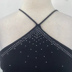 Vintage 90s Y2k Dave & Johnny Beaded Halter Neck Gown Sheer Tie Back Black 8 thumbnail 5