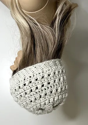 Handmade Gray Knit Beanie Hat thumbnail 1