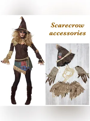 California Costumes Scarecrow Halloween Costume accessories hat gloves collar thumbnail 2
