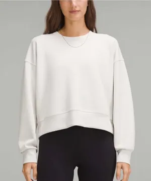 Lululemon Softstreme Perfectly Oversized Cropped Crew Bone Size 12 thumbnail 1