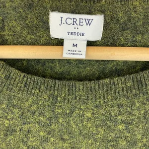 J Crew Green Teddie Long Sleeve Crewneck Sweater M thumbnail 3