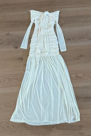 Peppermayo Maxi Dress Off Shoulder Flowy Ginny Size XXS Pale Butter Yellow thumbnail 1