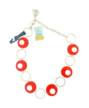 Cato Silver & Red Circle Chain Belt thumbnail 1