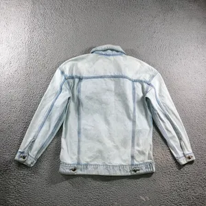 VTG Style Trucker Jean Jacket Womens 4 Light Wash Streetwear Oversized Pocket thumbnail 3
