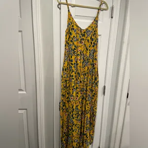 Buenos Ninos Tropical Floral Jumpsuit Red Cropped Wide Leg Spaghetti Strap thumbnail 6