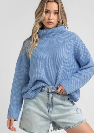 City Beach Blue Turtle Neck Sweater thumbnail 1
