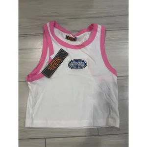 Von Dutch Pajama Set White Pink Ringer Crop Top Blue Plaid Shorts Small NWT thumbnail 7