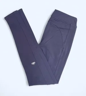 ALO Yoga Navy Mid Rise Performance Leggings Pilates Gym Training Outdoor XXS thumbnail 1
