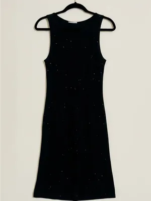 Vintage Y2K Little Black Sparkle Dress Sz XS Slinky Glitter Formal Wedding Guest thumbnail 11