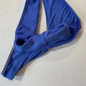 Aerie Real Good Blue Textured Cheeky Bikini Bottom Medium Crinkle Swim thumbnail 6
