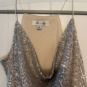 She + Sky Glittering Sequin Beige Camisole thumbnail 2