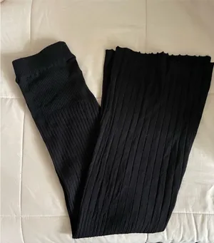 Women's Black Ribbed Pants Size M thumbnail 4