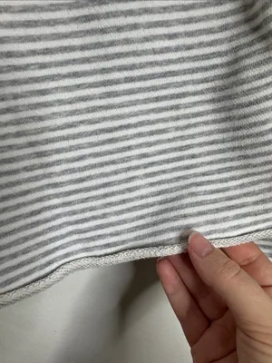 Abercrombie & Fitch Gray White Fine Striped Crewneck Sweatshirt Lace up back S thumbnail 5