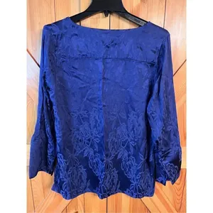 Chico's Top Womens 2 US Large Long Sleeve Jacquard Satin Pullover Blouse (2549) thumbnail 5
