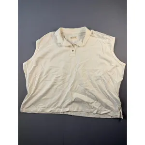 We The Free Free People White Sleeveless Polo Boxy Relaxed Knit Top Large 684 thumbnail 3