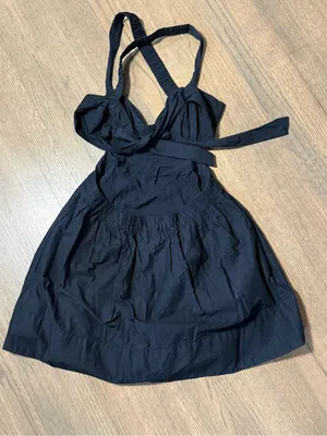Anthropologie Maeve Black Babydoll Mini Dress with Cutout Back Detail: Size 6P thumbnail 11