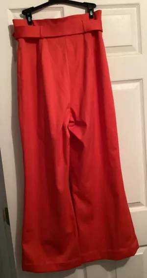 Antonio Melani Red High-Waisted Belted Wide Leg Pants Size 8 thumbnail 2