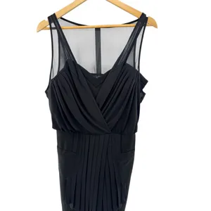Black Sleeveless‎ Sheer Neckline Ruched Sheath Dress WAREHOUSE UK12 thumbnail 2