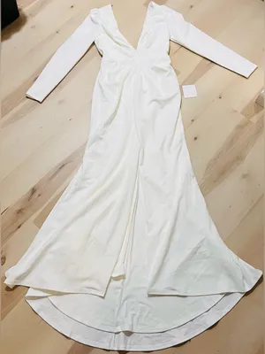 Lulus NWT Medium Stunning White Long Sleeve Mermaid Maxi Wedding Dress Bride thumbnail 5