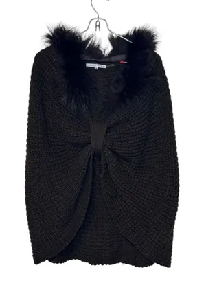 Tempo Paris Women's Sweater Top Faux‎ Fox Fur Pullover Knotted Front Cape Medium thumbnail 1