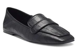 NEW Vince Camuto VV-Zally Square Toe Crocodile embossed Loafer Black thumbnail 1