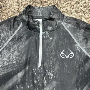 Realtree Fishing Pro Series Gray Woods Camo Long Sleeve Quarter Zip Top Sz S thumbnail 3